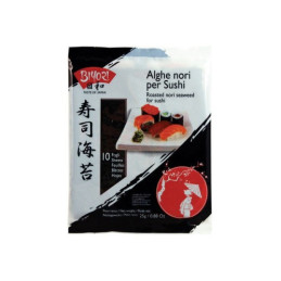 Alghe nori per sushi busta gr 25 confezione 10 fogli Biyori