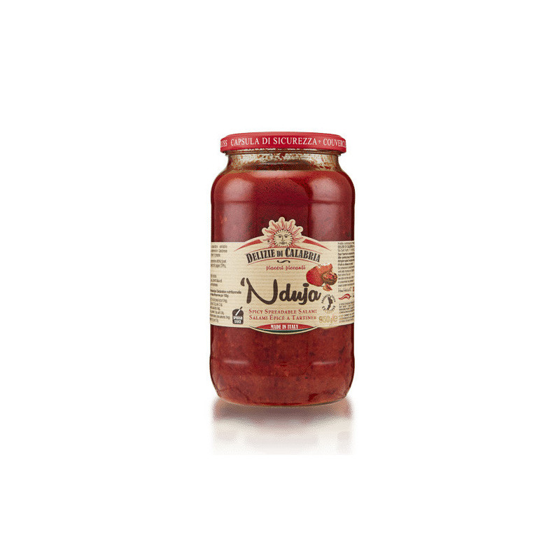 Nduja calabrese vaso vetro gr 500 Delizie di Calabria.jpg