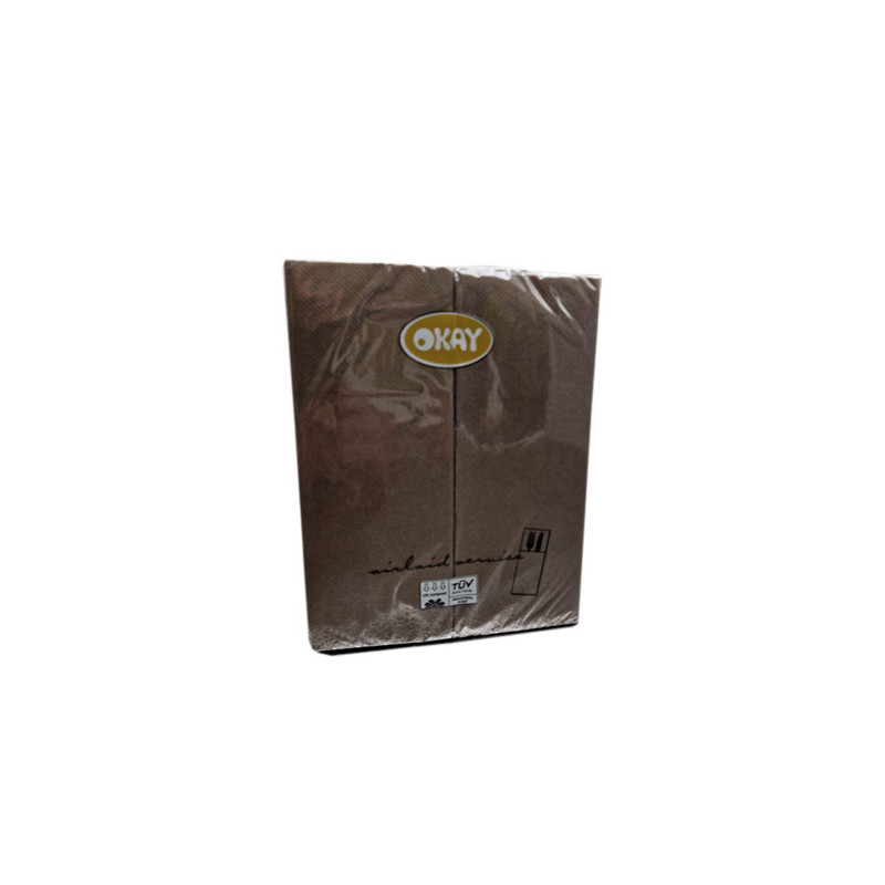 Tovagliolo piegato service posate 32x40 pezzi 50 colore marrone Okay.jpg