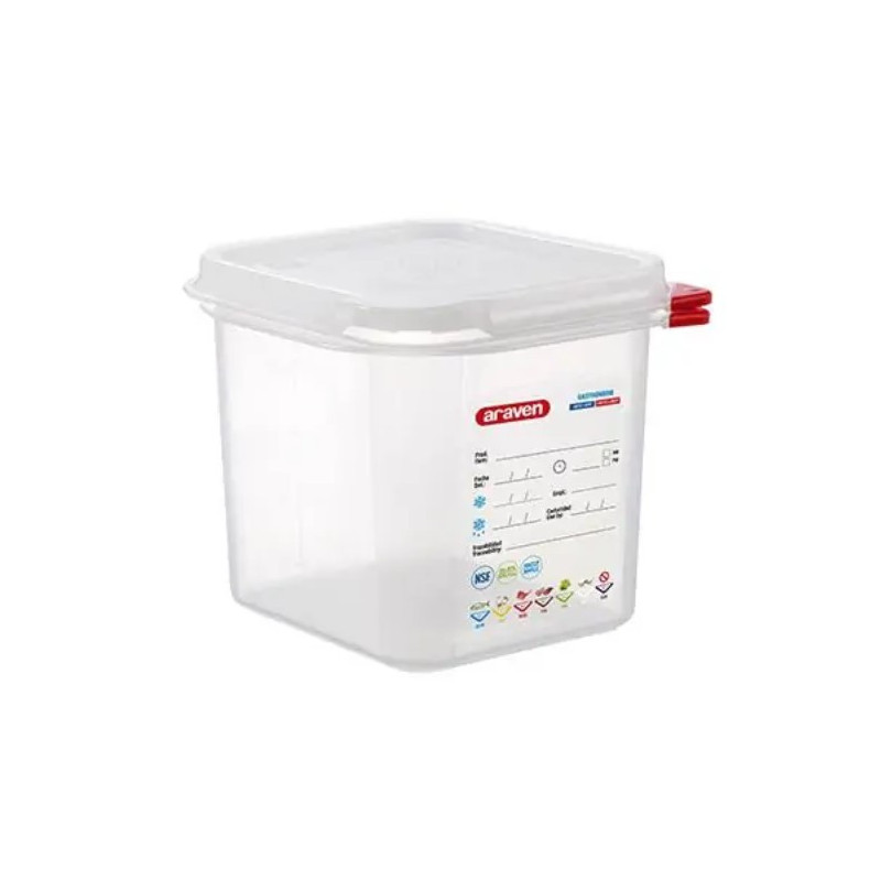 Vaschetta gastronomica polipropilene con coperchio 1 6 h 150 Araven.jpg