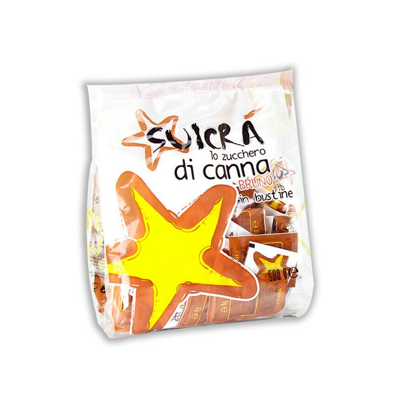 Zucchero di canna bustine gr 5 confezione gr 500 Suicrà.jpg