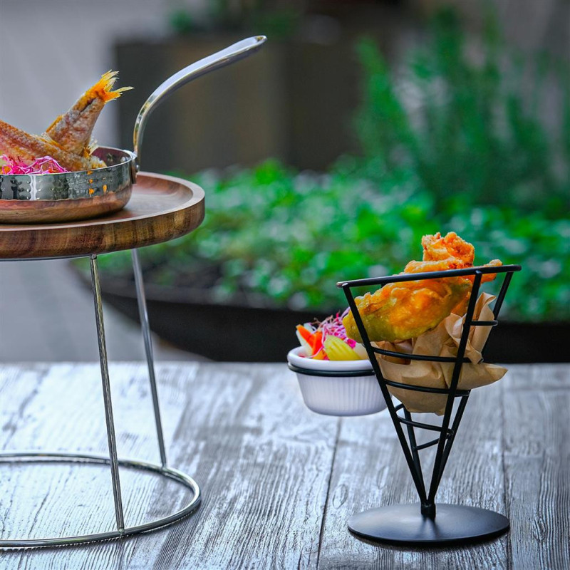 Cono in metallo porta cono fritto e ciotola salsa Medri tris.jpg