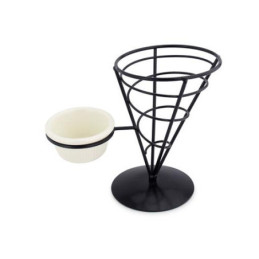 Cono in metallo porta cono fritto e ciotola salsa Medri.jpg